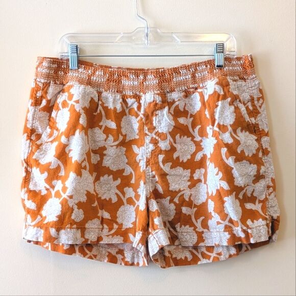 Briggs Ladies' Linen Blend Short Spring Floral Orange Size XL - Picture 4 of 8